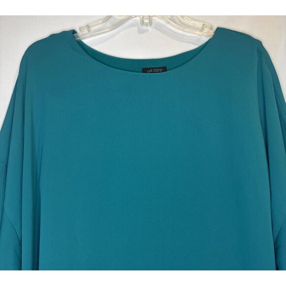 J. Jill Wearever Collection Womens Teal Pullover Flutter Sleeve Blouse Top Sz L - Picture 2 of 9